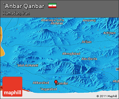 Political Panoramic Map of `Anbar Qanbar