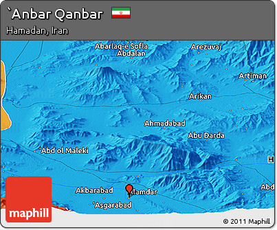 Political Panoramic Map of `Anbar Qanbar