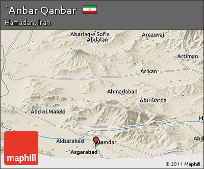 Shaded Relief Panoramic Map of `Anbar Qanbar