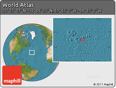 Satellite Location Map of the Area around 34° 28' 56" N, 49° 13' 30" W
