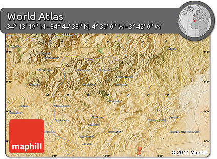 Satellite Map of the Area around 34° 28' 56" N, 4° 10' 30" W
