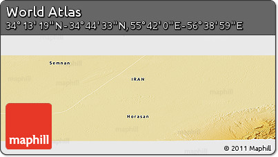 Physical Panoramic Map of the Area around 34° 28' 56" N, 56° 10' 29" E
