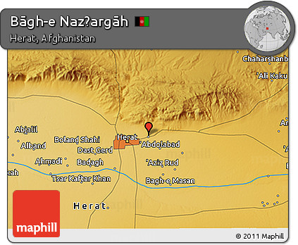 Physical 3D Map of Bāgh-e Naz̧argāh