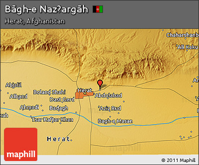 Physical 3D Map of Bāgh-e Naz̧argāh