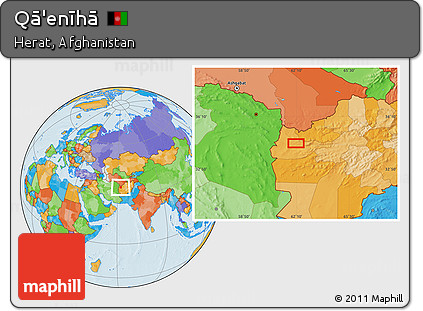 Political Location Map of Qā'enīhā