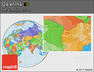 Political Location Map of Qā'enīhā