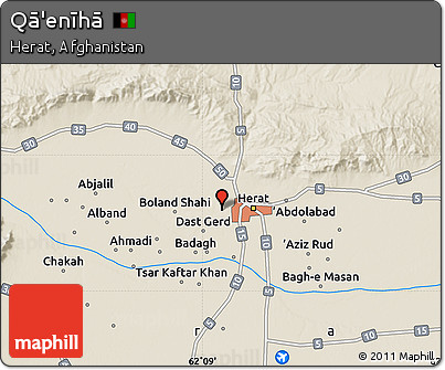 Shaded Relief Map of Qā'enīhā
