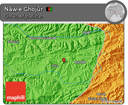 Political 3D Map of Nāw-e Ghojūr