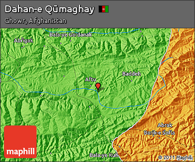 Political 3D Map of Dahan-e Qūmaghay