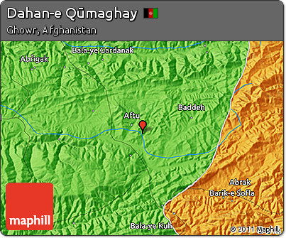 Political 3D Map of Dahan-e Qūmaghay