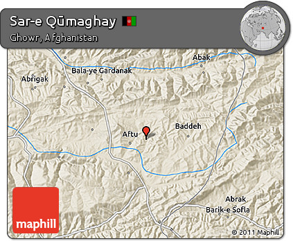 Shaded Relief 3D Map of Sar-e Qūmaghay