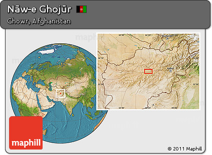 Satellite Location Map of Nāw-e Ghojūr