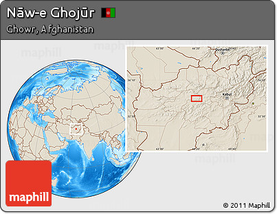 Shaded Relief Location Map of Nāw-e Ghojūr