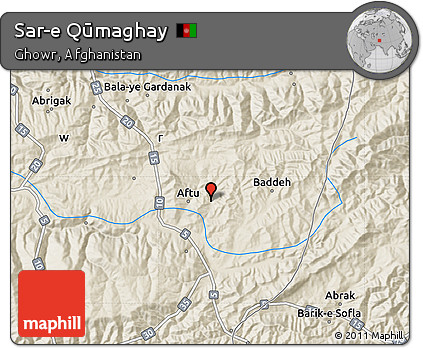 Shaded Relief Map of Sar-e Qūmaghay