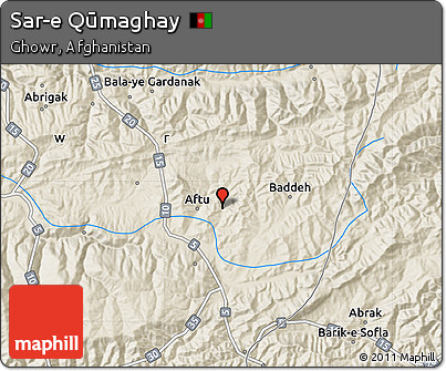 Shaded Relief Map of Sar-e Qūmaghay