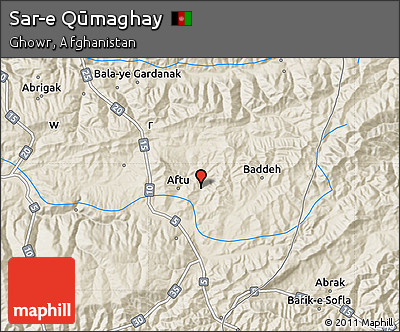 Shaded Relief Map of Sar-e Qūmaghay