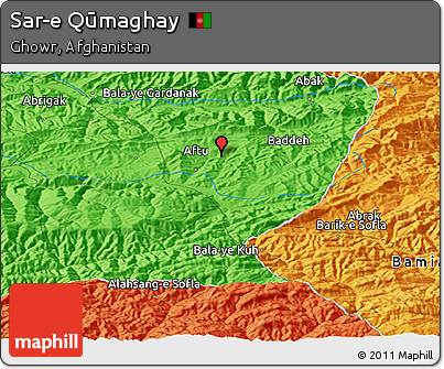 Political Panoramic Map of Sar-e Qūmaghay