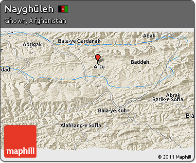 Shaded Relief Panoramic Map of Nayghūleh