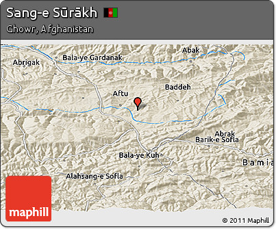 Shaded Relief Panoramic Map of Sang-e Sūrākh