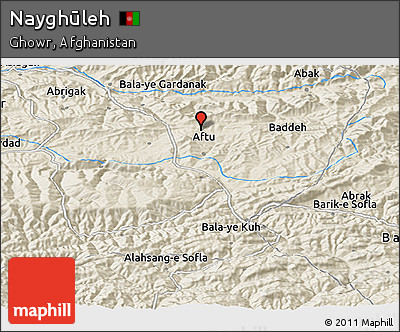 Shaded Relief Panoramic Map of Nayghūleh