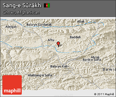 Shaded Relief Panoramic Map of Sang-e Sūrākh