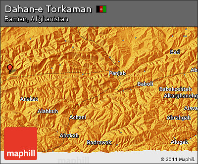 Political 3D Map of Dahan-e Torkaman