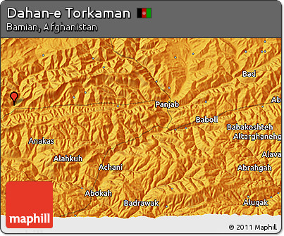 Political 3D Map of Dahan-e Torkaman