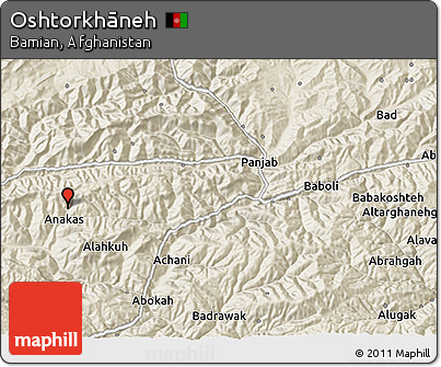 Shaded Relief 3D Map of Oshtorkhāneh