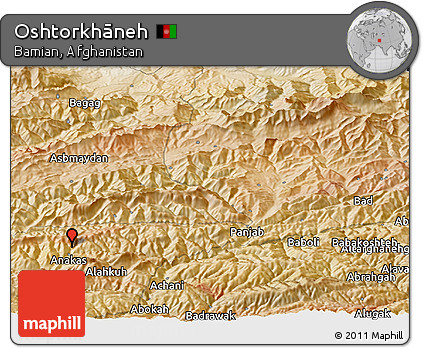 Satellite Panoramic Map of Oshtorkhāneh