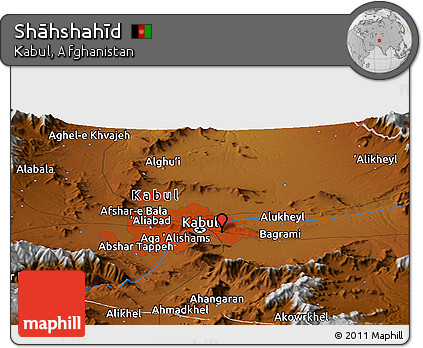 Physical Panoramic Map of Shāhshahīd