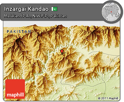 Physical 3D Map of Inzargai Kandao