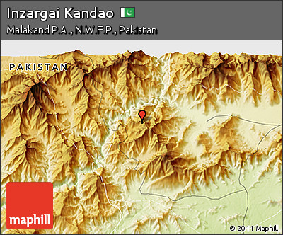 Physical 3D Map of Inzargai Kandao