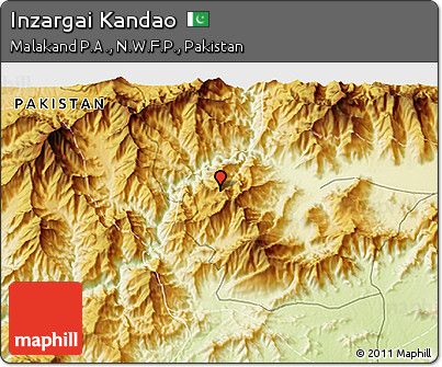Physical 3D Map of Inzargai Kandao