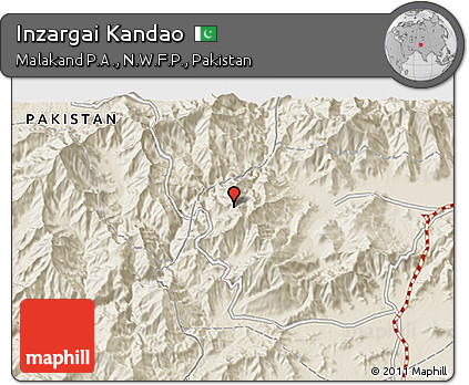 Shaded Relief 3D Map of Inzargai Kandao