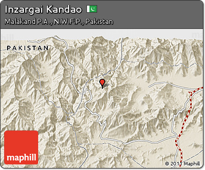 Shaded Relief 3D Map of Inzargai Kandao