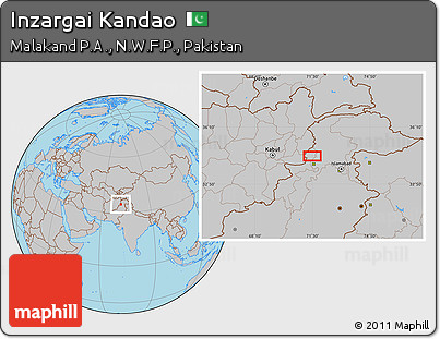 Gray Location Map of Inzargai Kandao