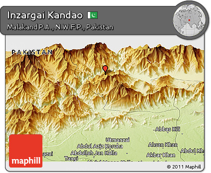 Physical Panoramic Map of Inzargai Kandao