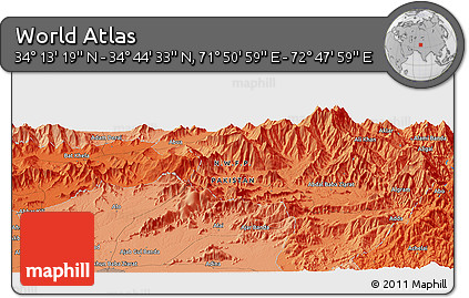 Political Panoramic Map of the Area around 34° 28' 56" N, 72° 19' 29" E
