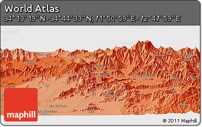 Political Panoramic Map of the Area around 34° 28' 56" N, 72° 19' 29" E