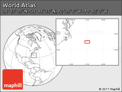 Blank Location Map of the Area around 34° 28' 56" N, 72° 10' 30" W