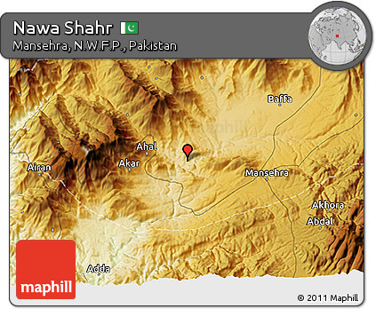 Physical 3D Map of Nawa Shahr