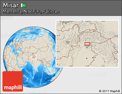 Shaded Relief Location Map of Misar