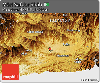 Physical Panoramic Map of Māri Safdar Shāh