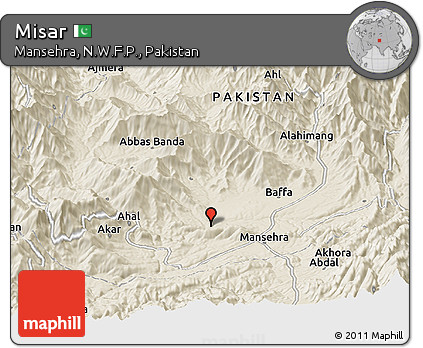 Shaded Relief Panoramic Map of Misar