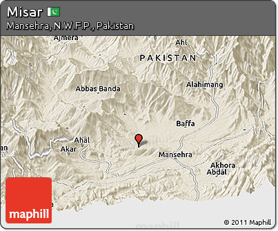 Shaded Relief Panoramic Map of Misar