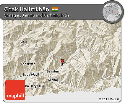 Shaded Relief 3D Map of Chak Halīmkhān