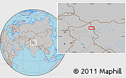 Gray Location Map of the area around 34° 28' 56" N, 78° 16' 30" E