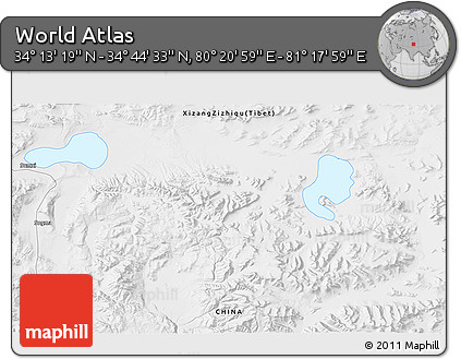 Physical 3D Map of the Area around 34° 28' 56" N, 80° 49' 29" E