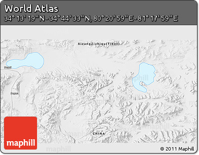Physical 3D Map of the Area around 34° 28' 56" N, 80° 49' 29" E