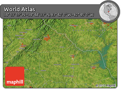 Satellite Map of the Area around 34° 28' 56" N, 83° 13' 29" W